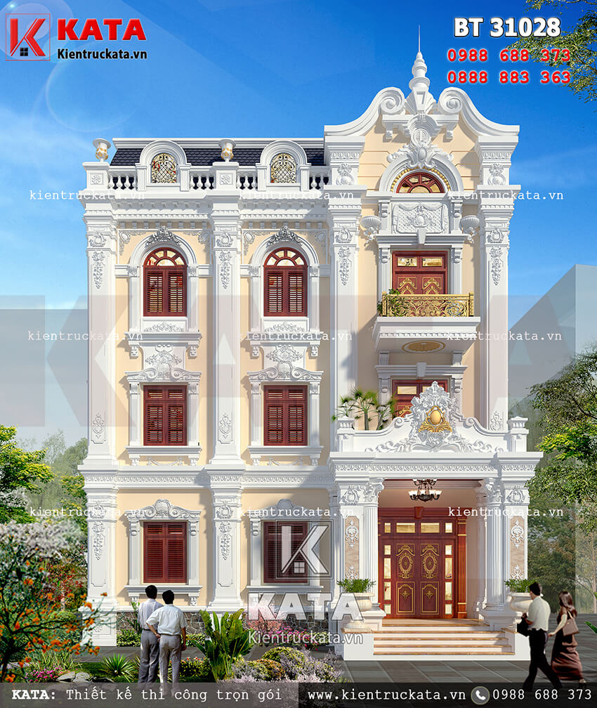 Mặt tiền của mẫu thiết kế biệt thự vườn 3 tầng tại Quảng Ninh