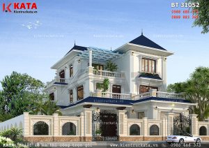 Bản thiết kế biệt thự mái thái 3 tầng tại Nam Định đẹp và sang trọng