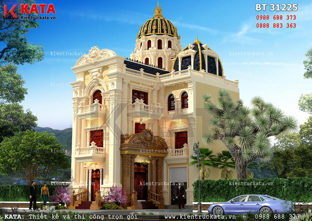 Thiết kế biệt thự lâu đài 3 tầng cổ điển tại Ninh Hiệp, Hà Nội - Mã số: BT 31225