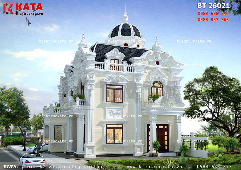 Thiết kế lâu đài 2 tầng tân cổ điển đẹp tại Móng Cái - Mã số: BT 26021