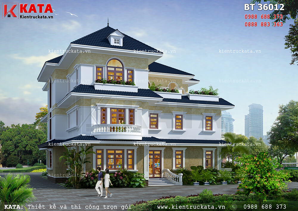 Mẫu thiết kế biệt thự 3 tầng mái thái tại Tuyên Quang