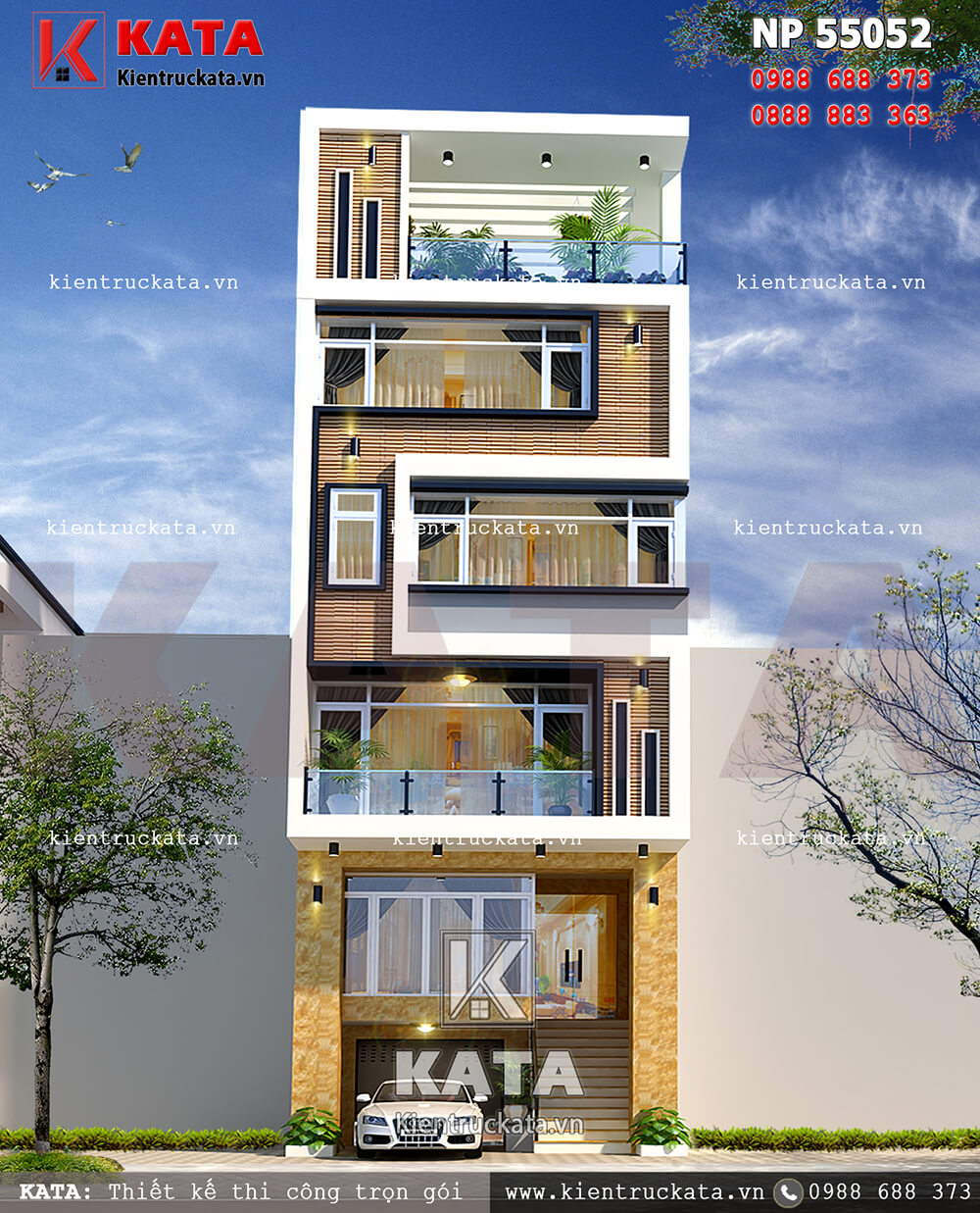 Thiết kế nhà phố 5 tầng kết hợp kinh doanh – Mã số: NP 55052