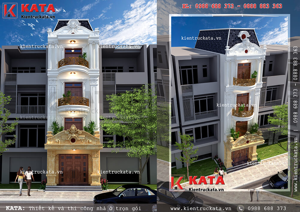 Nhà phố 4 tầng tân cổ điển đẹp tại Bình Phước - Mã số: NP 45012