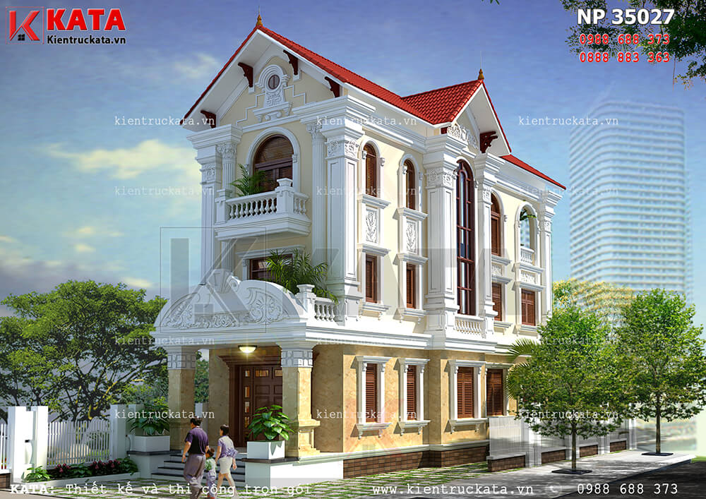 Thiết kế nhà lô phố tân cổ điển 3 tầng tại Hà Tĩnh - Mã số: NP 35027