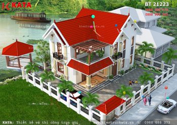 Nhà mái Thái 2 tầng đơn giản tại Thái Bình – Mã số: BT 21223