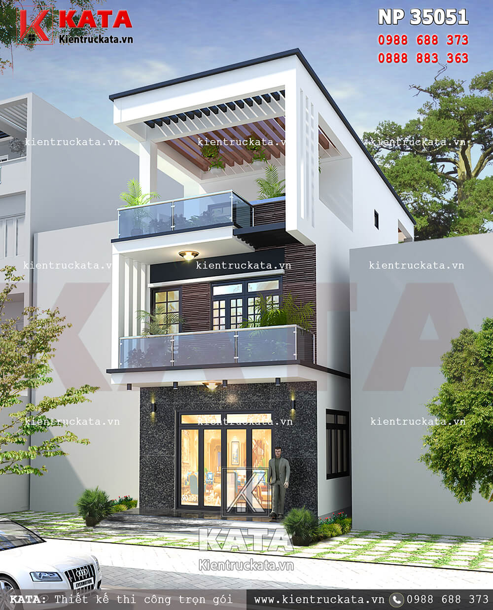 Mẫu thiết kế nhà lô phố 3 tầng hiện đại tại Ninh Bình – Mã số: NP 35051