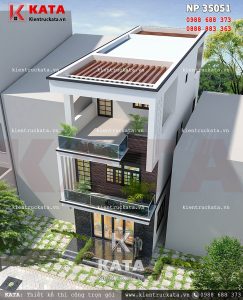 Mẫu thiết kế nhà lô phố 3 tầng hiện đại tại Ninh Bình nhìn từ trên cao