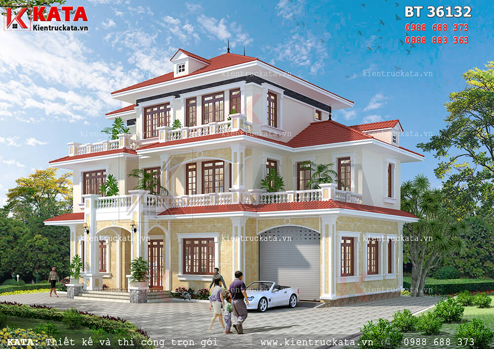 Nhà 3 tầng mái thái đẹp tại Nam Định - Mã số: BT 36132