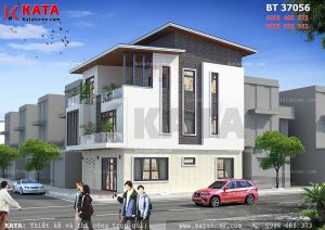 Phối cảnh mặt tiền cho mẫu thiết kế biệt thự 3 tầng hiện đại tại Nam Định - Mã số: BT 37056