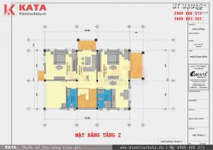 Mặt bằng công năng tầng 2 của mẫu thiết kế nhà 3 tầng tại Nam Định