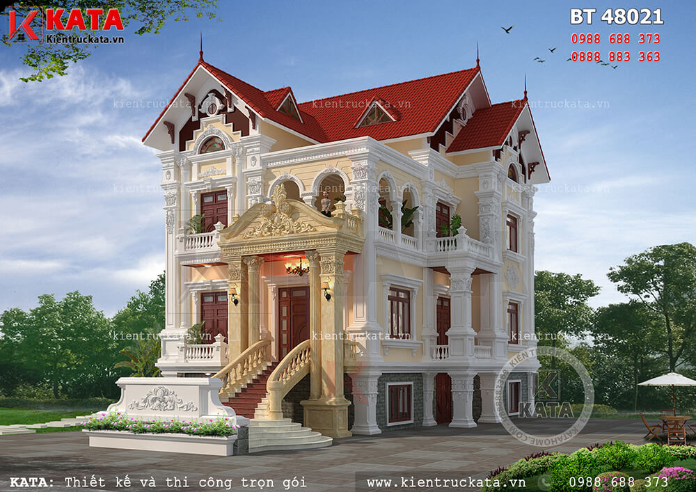 Mẫu thiết kế biệt thự 3 tầng tân cổ điển tại Nam Định - Mã số: BT 48021