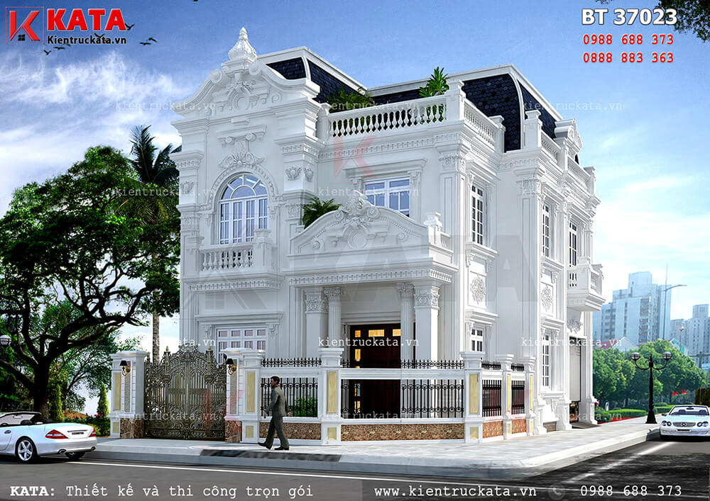Thiết kế biệt thự 3 tầng tân cổ điển Pháp tại Hà Tĩnh - Mã số: BT 37023