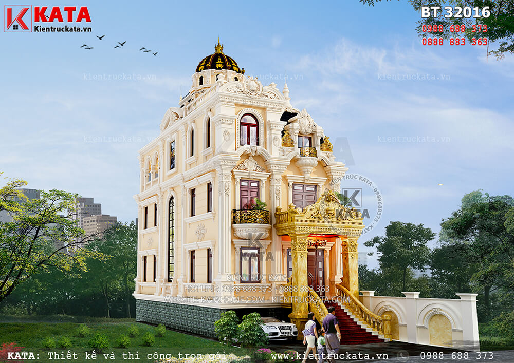 Thiết kế biệt thự kiểu lâu đài 3 tầng tại Thanh Hóa – Mã số: BT 32016