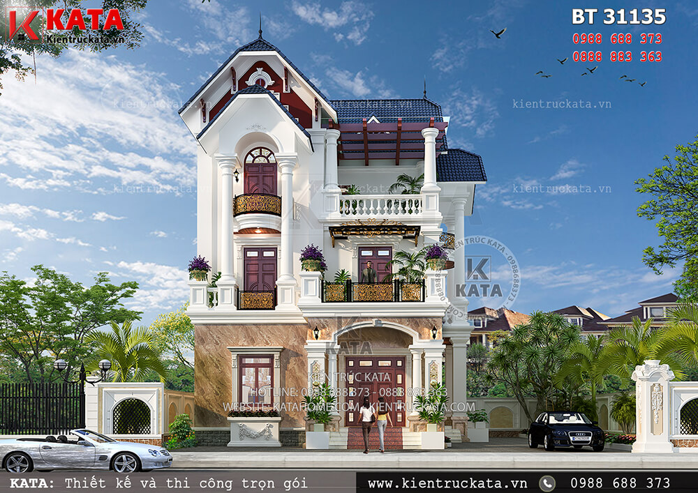 Mẫu nhà 3 tầng đẹp tân cổ điển tại Thái Bình – Mã số: BT 31135