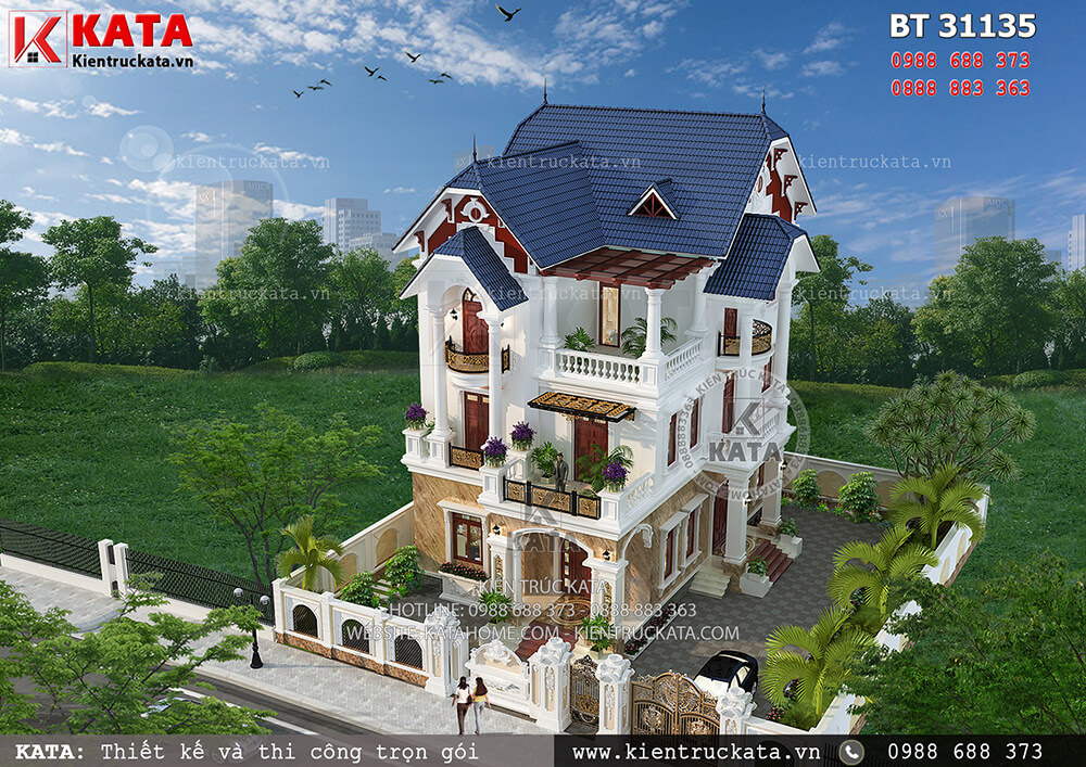 Mẫu biệt thự đẹp 3 tầng tân cổ điển tại Thái Bình – Mã số: BT 31135