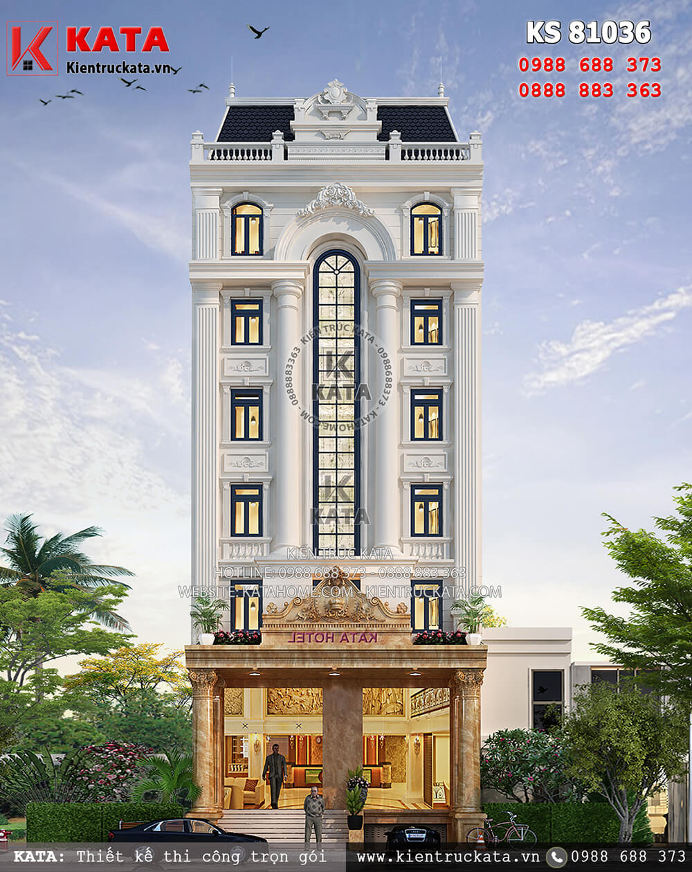 Thiết kế khách sạn 3 sao mặt tiền 12m tại Thanh Hóa - Mã số: KS 81036
