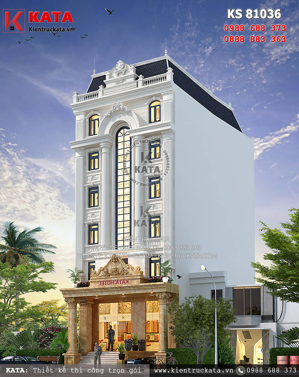 Một góc nhìn của mẫu thiết kế khách sạn 3 sao mặt tiền 12m tại Thanh Hóa