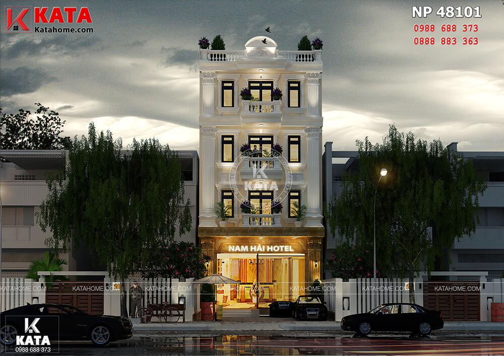 Mẫu thiết kế nhà nghỉ - khách sạn 4 tầng tại Vĩnh Phúc - Mã số: NP 48101