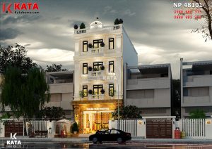 Một góc nhìn của mẫu thiết kế nhà nghỉ - khách sạn 4 tầng kiến trúc tân cổ điển tại Vĩnh Phúc