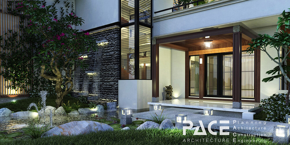 Mẫu thiết kế nhà villa 2 tầng tại Hà Nội sang trọng với hồ nước độc đáo và ấn tượng