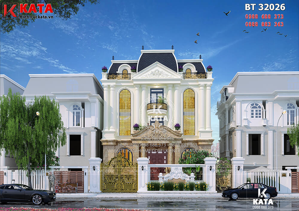 Mẫu nhà 3 tầng đẹp tân cổ điển tại Thái Nguyên – BT 32026