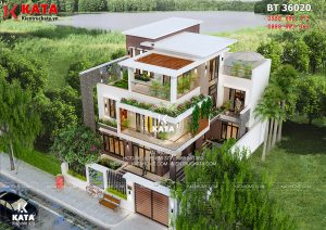 Mẫu biệt thự đẹp 3 tầng kết hợp sân vườn tại Quảng Ninh – Mã số: BT 36020