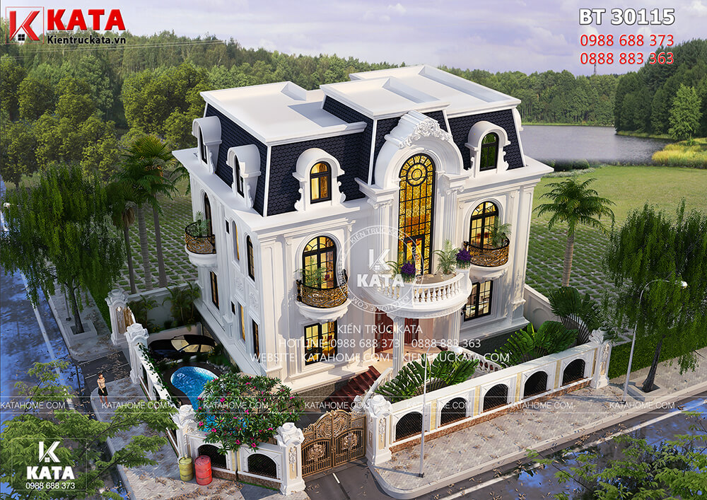 Bản thiết kế nhà tân cổ điển 3 tầng đẹp tại Sài Gòn – BT 30115