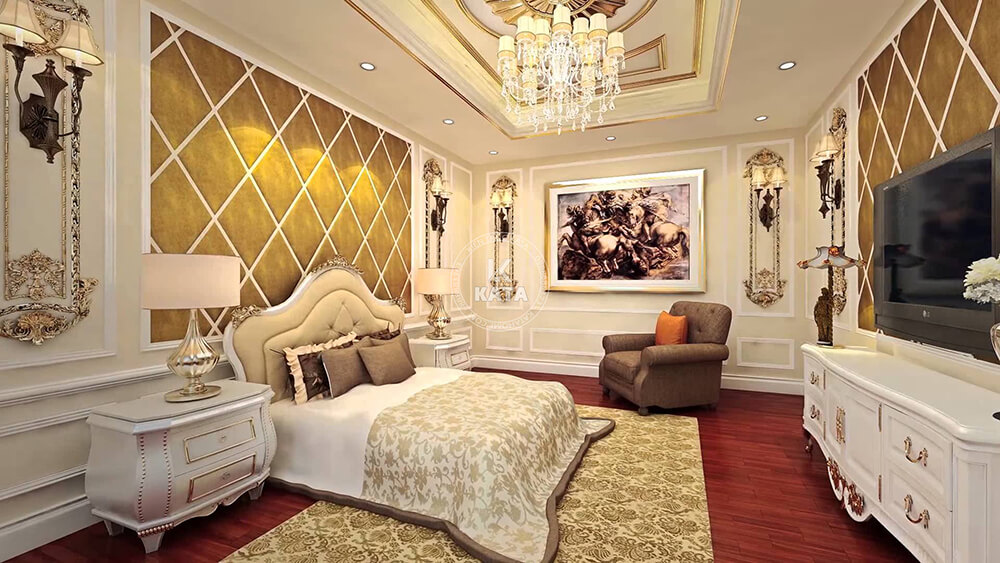 Nội thất phòng ngủ đôi của khách sạn tân cổ điển 5sao đẹp tại Hà Nội