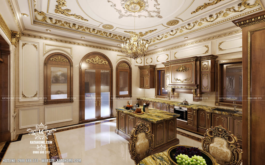Thiết kế nội thất phòng bếp đẹp theo phong cách tân cổ