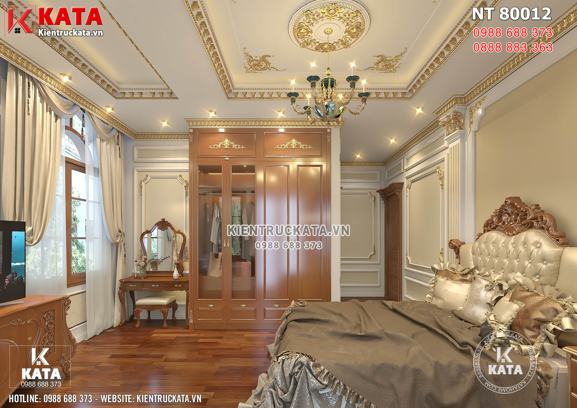 Các món đồ nội thất của phòng ngủ được thiết kế bằng chất liệu gỗ tự nhiên sang trọng