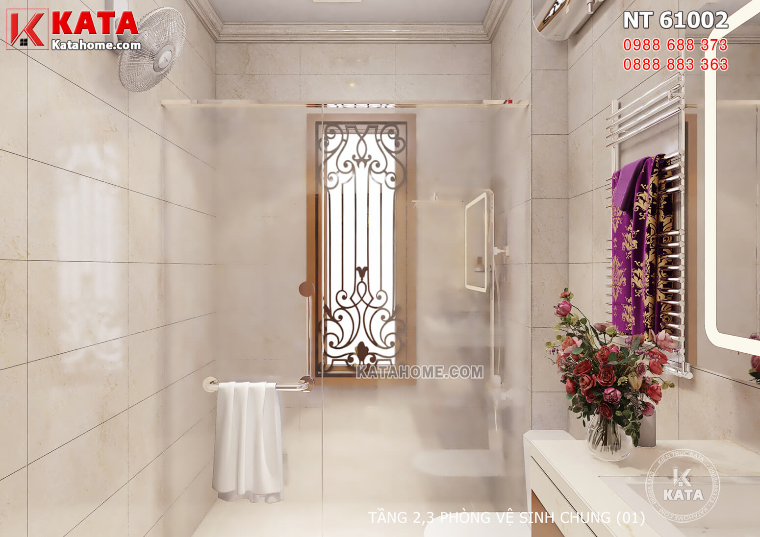 Hình ảnh: Không gian tắm được phân cách bởi tấm vách kính giúp giữ vệ sinh, sạch sẽ