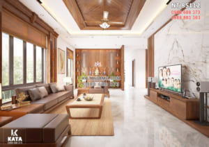 Hình ảnh: Phòng khách hiện đại với đồ nội thất gỗ cao cấp