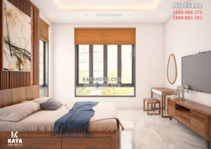 Hình ảnh: Không gian phòng ngủ 2 với các món đồ nội thất gỗ óc chó cao cấp