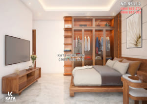 Hình ảnh: Không gian phòng ngủ 4 với các món đồ nội thất gỗ óc chó cao cấp