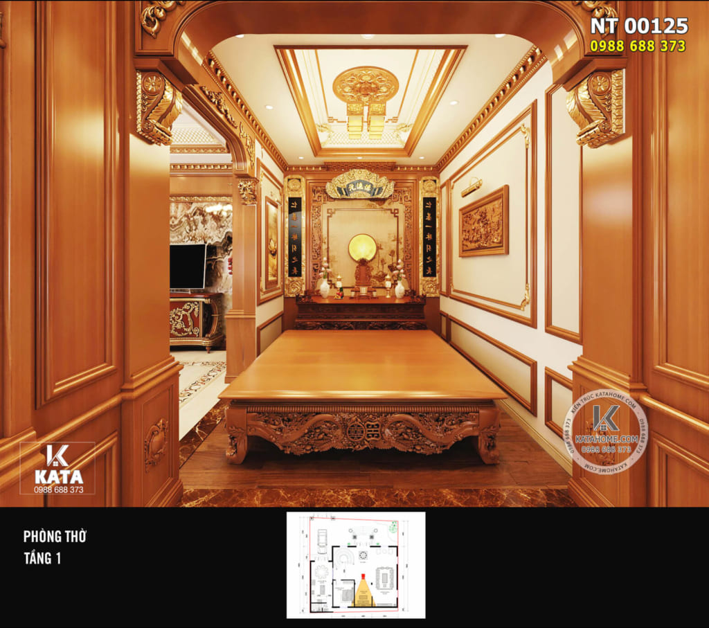 Thiết kế nội thất tân cổ điển gỗ gõ đỏ đẹp - Mã số: NT 00125