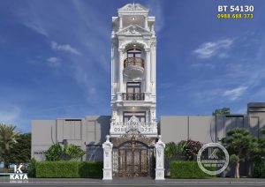 Không gian mặt tiền mẫu nhà phố tân cổ điển mặt tiền 5m