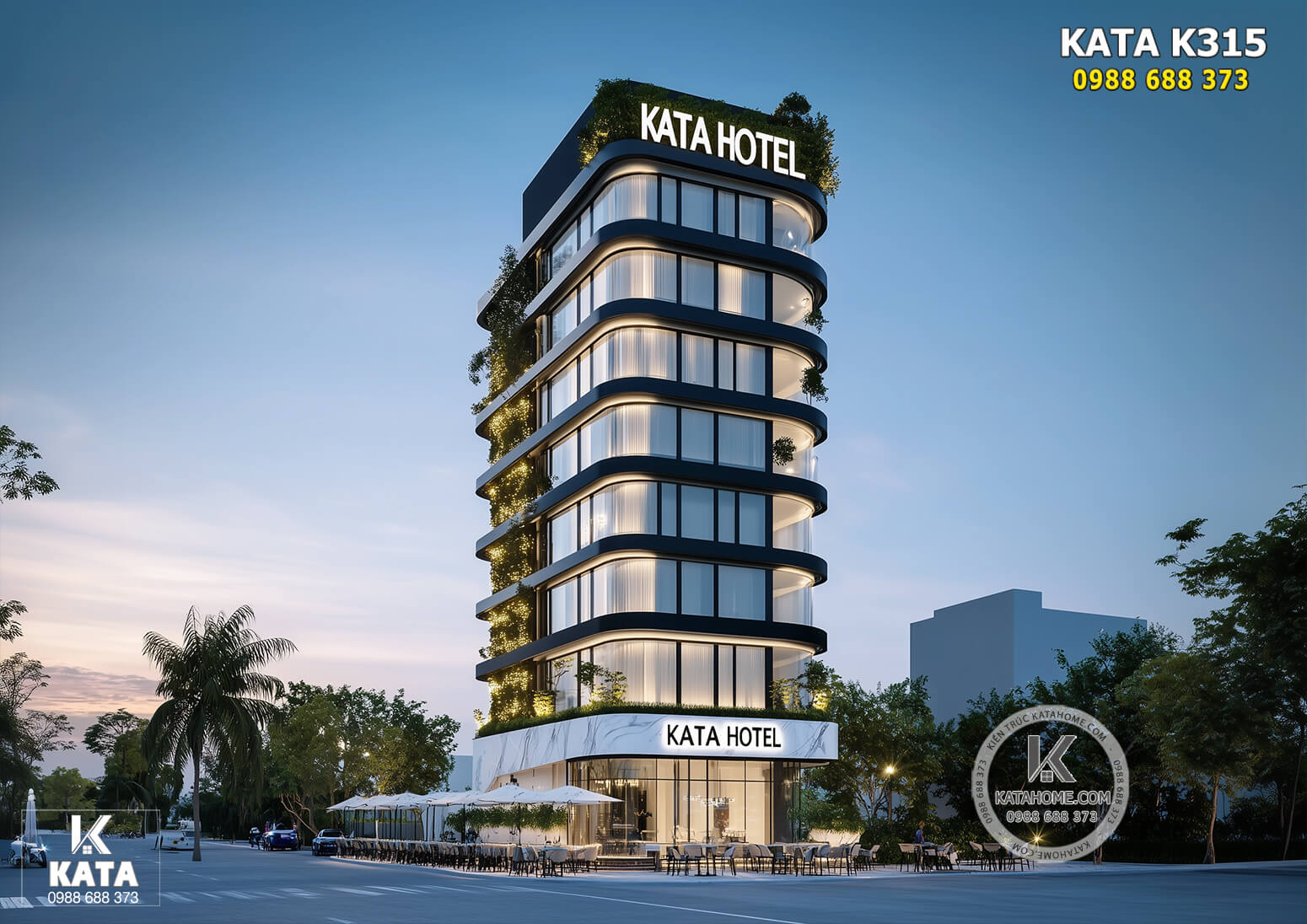 Một góc view mẫu thiết kế khách sạn 3 sao đẹp tại Bình Dương