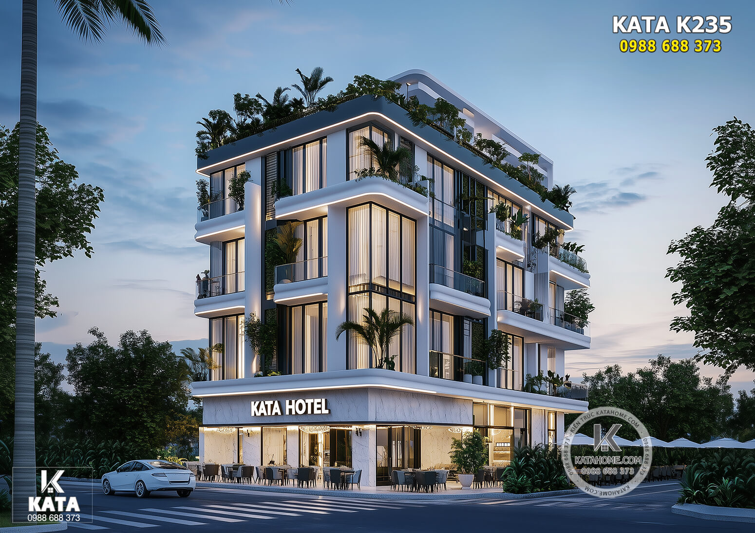 Một góc view đẹp mẫu thiết kế khách sạn hiện đại đẹp tại Long An