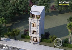 Mẫu thiết kế nhà ống mặt tiền 4m đẹp khi nhìn từ trên cao xuống
