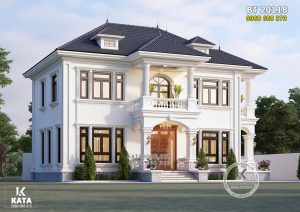 Phối cảnh 3D đẹp mẫu biệt thự 2 tầng mái Nhật đẹp tại Hà Nội