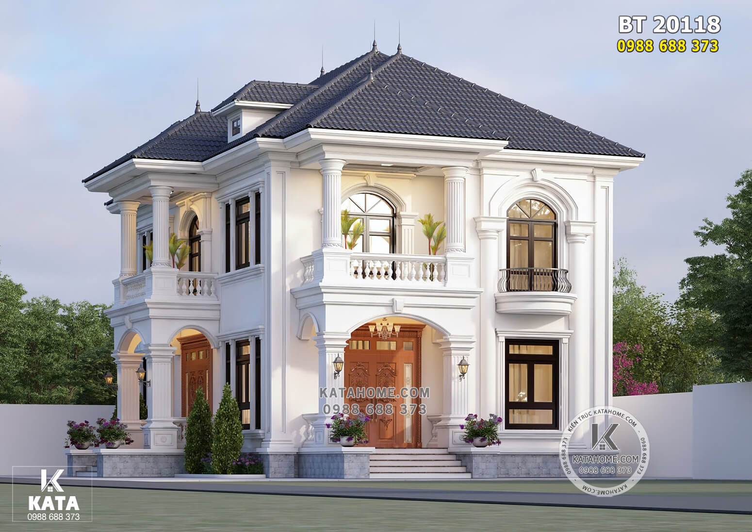 Một góc view không gian ngoại cảnh đẹp mẫu thiết kế nhà mái Nhật 140m2