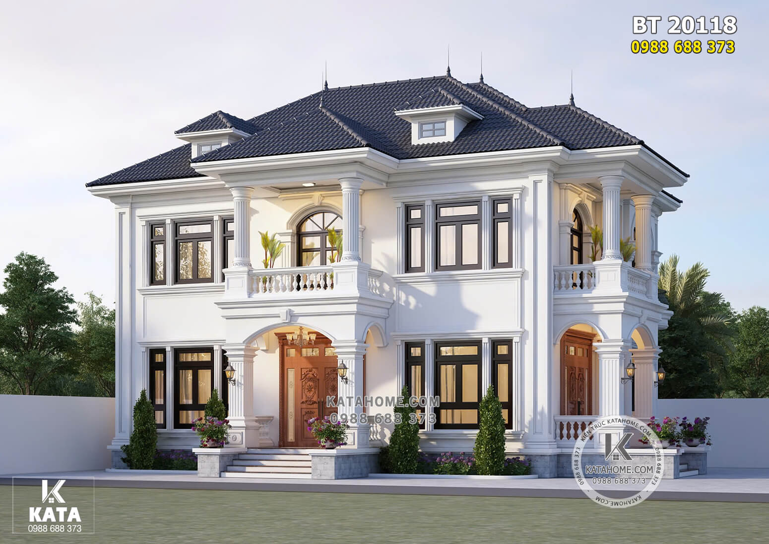 Mẫu thiết kế nhà mái Nhật 2 tầng đẹp tại Hà Nội - Mã số: BT 20118