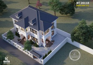 Toàn cảnh mẫu thiết kế nhà mái Nhật 2 tầng đẹp khi nhìn từ trên cao xuống