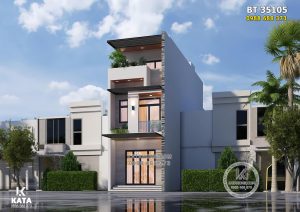 Thiết kế nhà ống hiện đại 3 tầng đẹp - Mã số: BT 35105