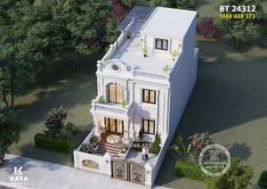 Mẫu thiết kế nhà 2 tầng mặt tiền 8m khi nhìn từ trên cao xuống