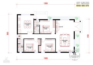 Mặt bằng công năng mẫu nhà 1 tầng đơn giản đẹp